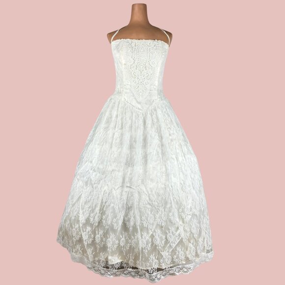 Scott McClintock Dresses & Skirts - Vintage Scott McClintock 80s Strapless White Lace Wedding Dress Set 1950s style